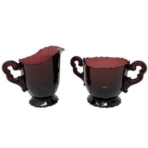 Vintage Cambridge 3400/68 Amethyst Open Sugar and Creamer Set 1940s/50s